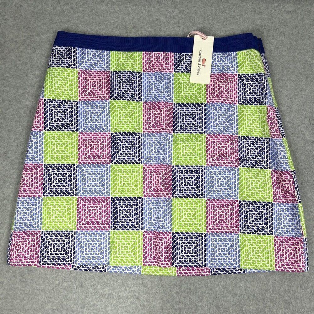 NWT Vineyard Vines Size 8 Mini Skirt Multicolor Patchwork Whale Print Prep Women
